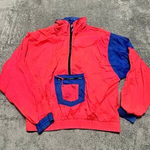 Daze 2 Come Jacket Mens Large Neon Colorblock 1/4 Zip Windbreaker 90s Vintage